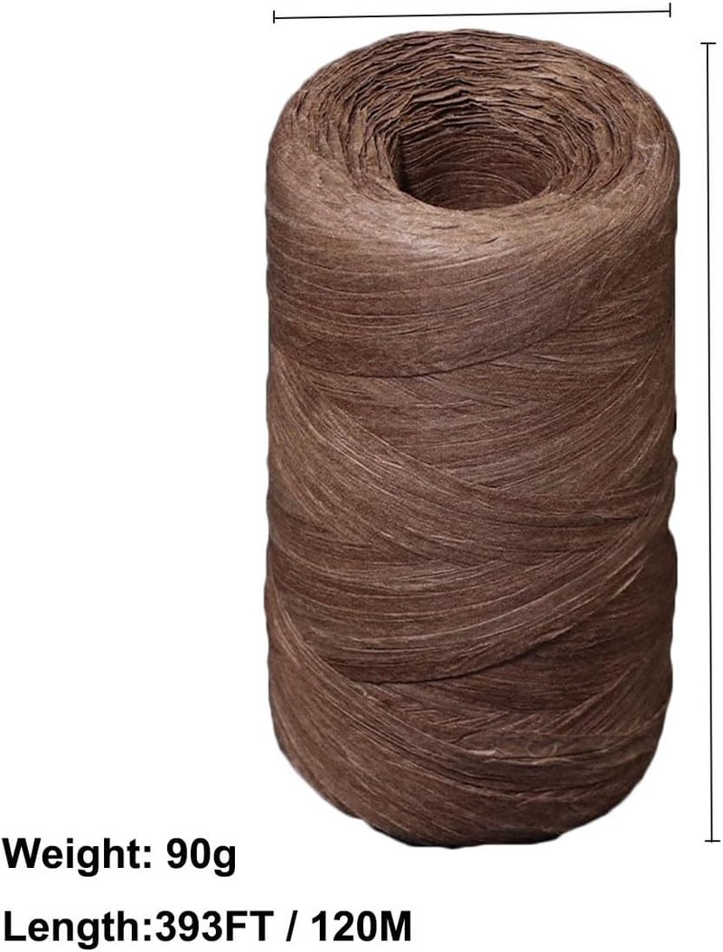ALLWSLucky 393 Feet Raffia Paper Ribbon, Colored Packing Paper String Craft Raffia Ribbon for Gift Wrapping and DIY Decoration (Brown) - Image 2
